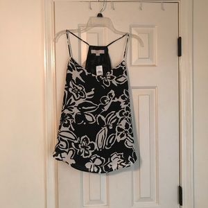 Strapped black and white Loft top